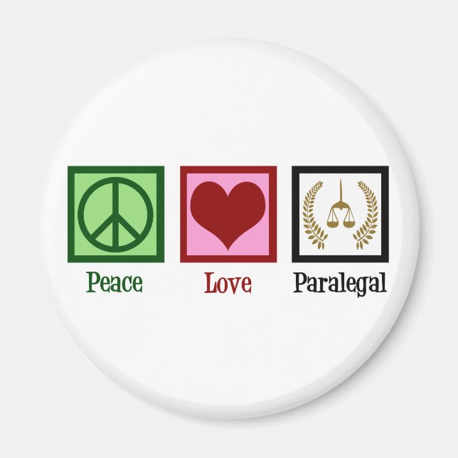 Peace Kärlek Paralegal Magnet (Framsidan)