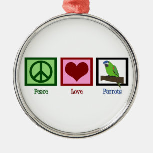 Peace Kärlek Parrots Julgransprydnad Metall