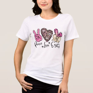 Peace Kärlek Påsk Cute Modern Lila Girly T Shirt