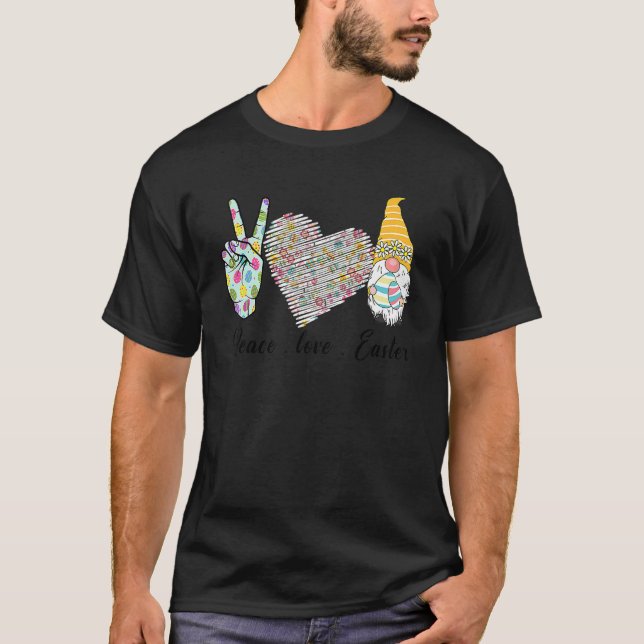 Peace Kärlek Påsk Funny Bunny Gnome Påskägg Ea T Shirt (Framsida)