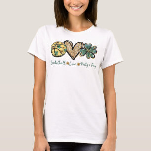 Peace Kärlek Pattys dag Basketball Shamrock St Pat T Shirt