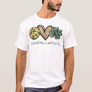 Peace Kärlek Pattys dag Basketball Shamrock St Pat T Shirt