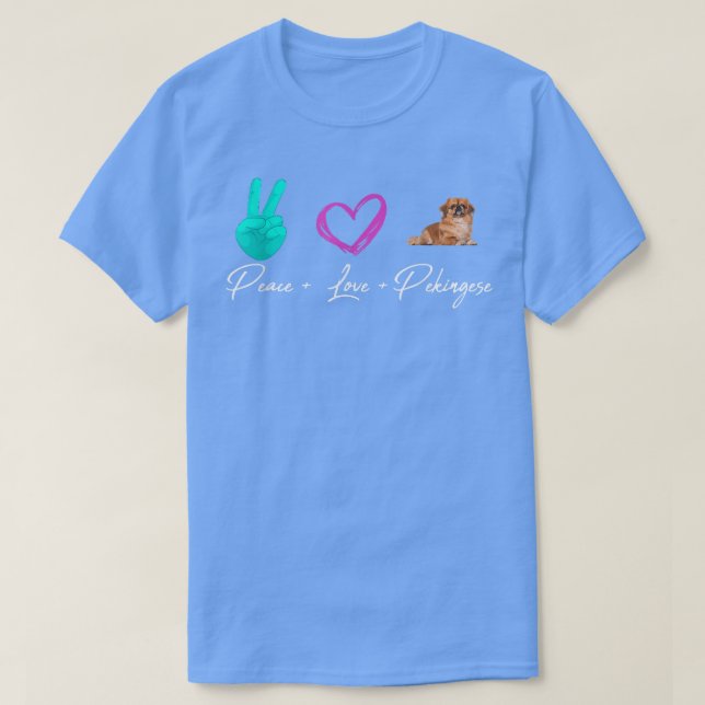 Peace Kärlek Pekingese Rolig hund Owner  T Shirt (Design framsida)