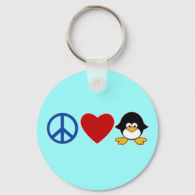 Peace Kärlek Penguin Baby T-shirts, Mugg Nyckelring (Framsida)