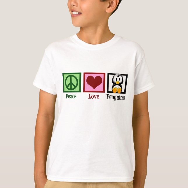 Peace Kärlek Penguins Kids T-shirt (Framsida)