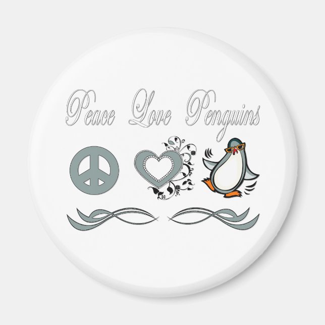 Peace Kärlek Penguins Magnet (Framsidan)