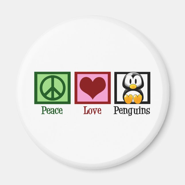 Peace Kärlek Penguins Magnet (Framsidan)