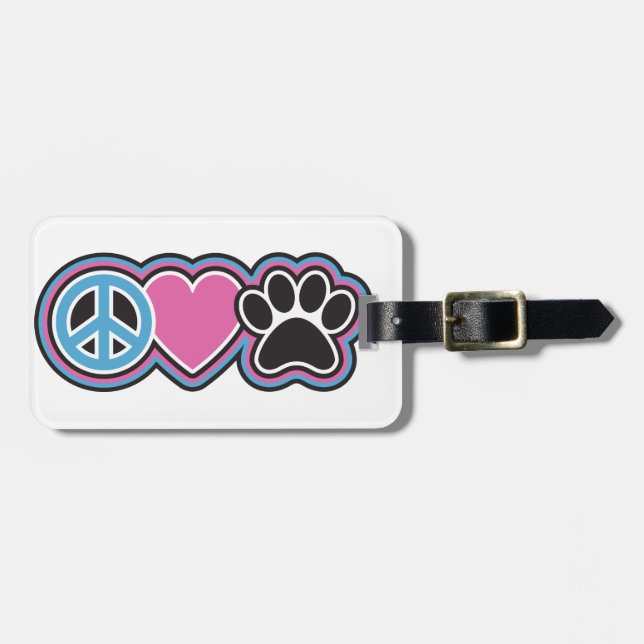Peace-Kärlek-Pets Bagagebricka (Horisontell Framsida)