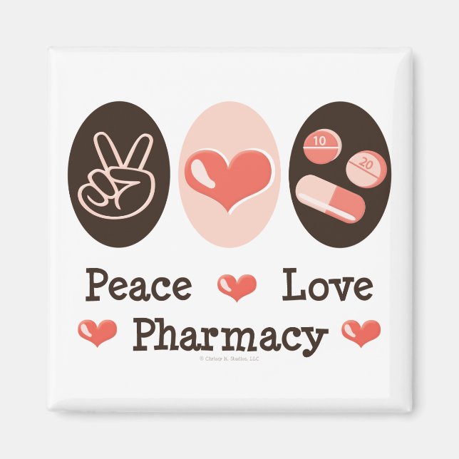 Peace Kärlek Pharmacy Magnet (Framsidan)