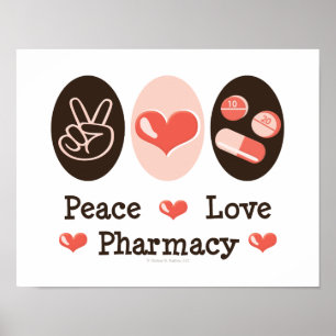Peace Kärlek Pharmacy Poster