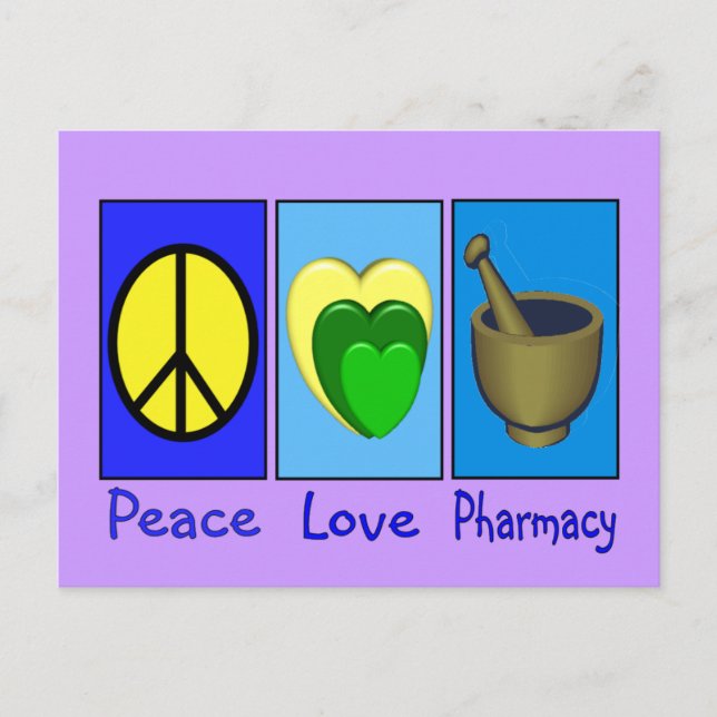 Peace Kärlek Pharmacy Vykort (Framsida)
