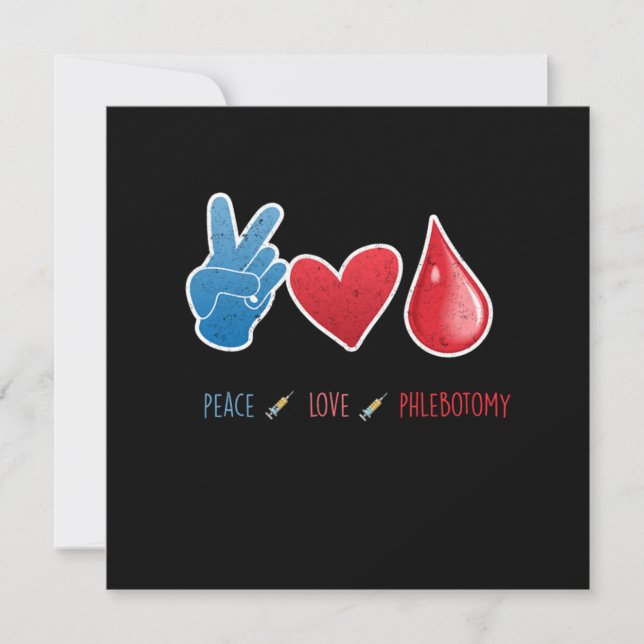 Peace Kärlek Phlebotomy Blood Phlebotomist Gift Inbjudningar (Framsida)