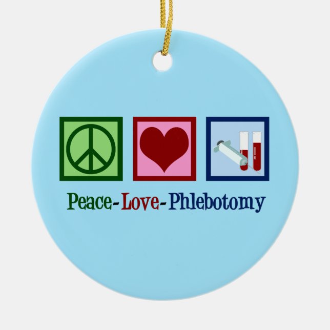 Peace Kärlek Phlebotomy Julgransprydnad Keramik (Framsidan)