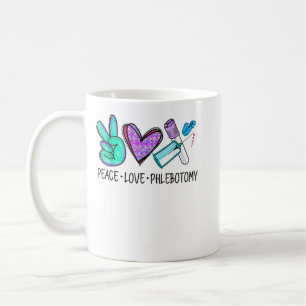 Peace kärlek Phlebotomy Phlebotomist Tech Technici Kaffemugg