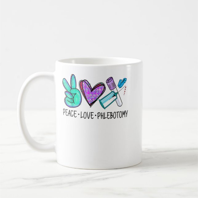 Peace kärlek Phlebotomy Phlebotomist Tech Technici Kaffemugg (Vänster)