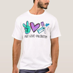 Peace kärlek Phlebotomy Phlebotomist Tech Technici T Shirt