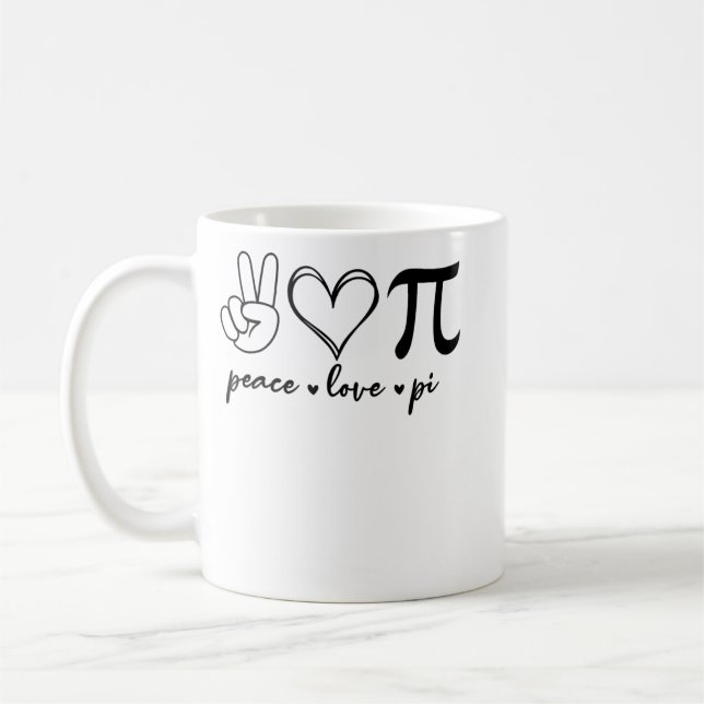 Peace Kärlek Pi Math Kärlek Pi Day Mathematics Mat Kaffemugg (Vänster)