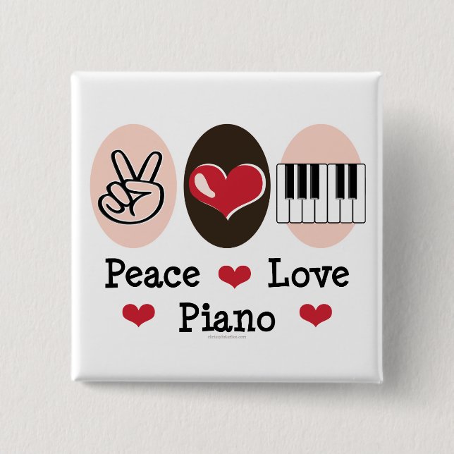 Peace Kärlek Piano Button Knapp (Framsida)