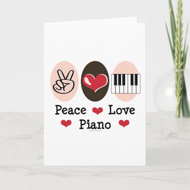 Peace Kärlek Piano-hälsningskort Kort (Framsida)