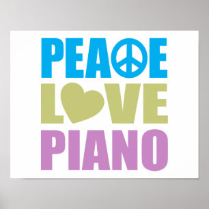 Peace Kärlek Piano Poster