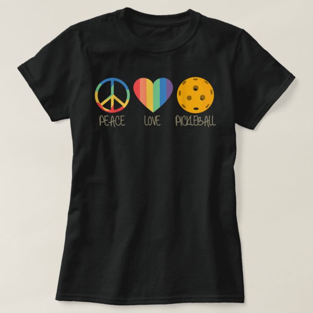 Peace Kärlek Pickleball 338 T Shirt (Design framsida)