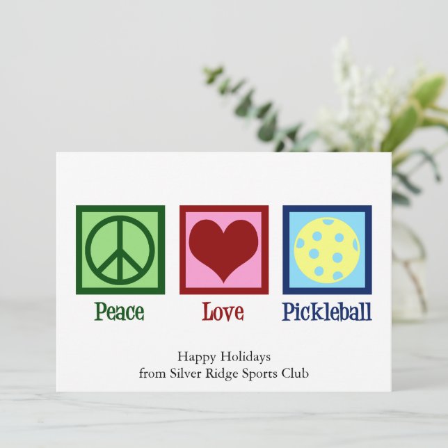 Peace Kärlek Pickleball Cute Anpassade Julkort (Stående Fram)