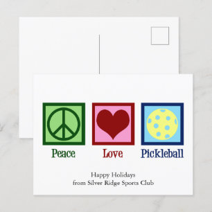 Peace Kärlek Pickleball Cute Anpassningsbar Helgda Vykort