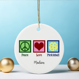 Peace Kärlek Pickleball Cute Personlig Julgransprydnad Keramik