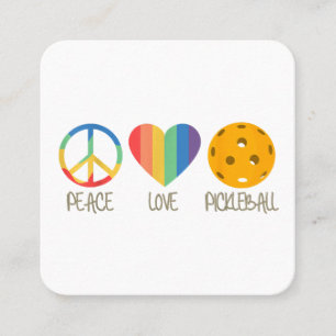 Peace Kärlek Pickleball Fyrkantigt Visitkort