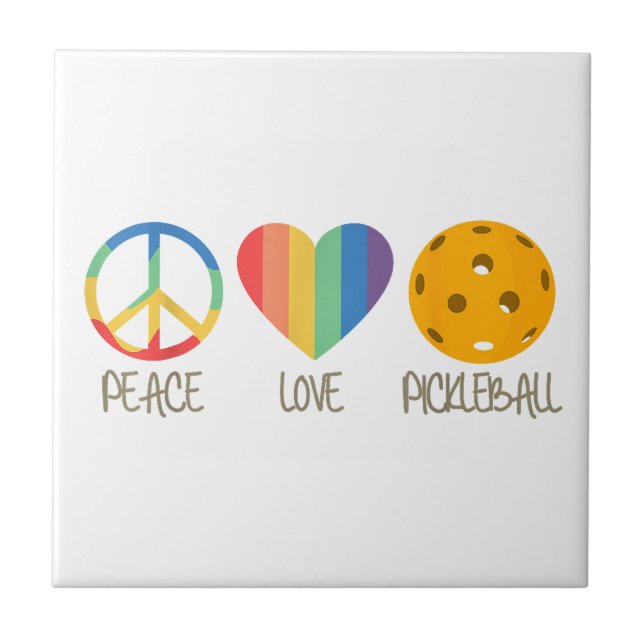 Peace Kärlek Pickleball Kakelplatta (Framsidan)