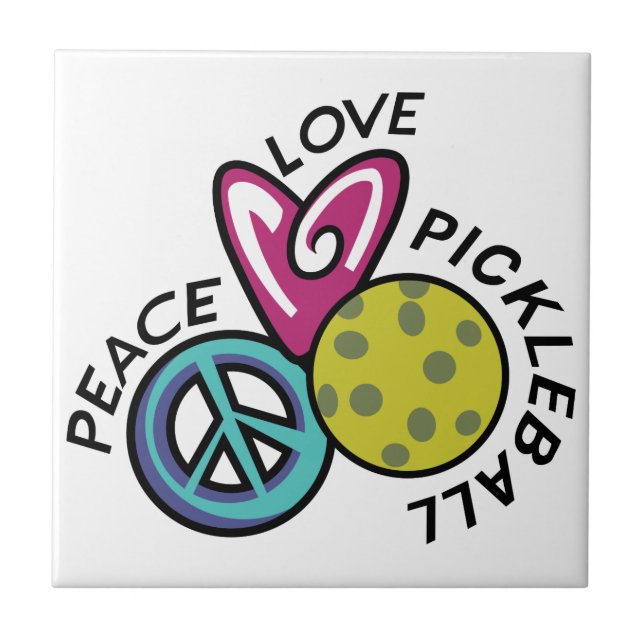 Peace Kärlek Pickleball Kakelplatta (Framsidan)