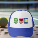 Peace Kärlek Pickleball Keps<br><div class="desc">Kärlek Pickleball-hatt för en pickle boll-spelare med sött fredstecken, hjärta och gult boll för idrotten.</div>