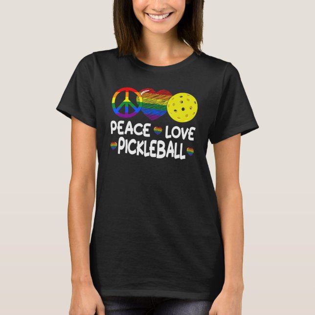 Peace Kärlek Pickleball Paddleball Älskare I Kärle T Shirt (Framsida)