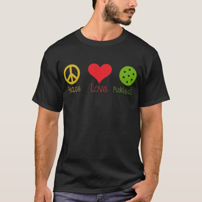 Peace Kärlek Pickleball, Pickleball Ord T Shirt (Framsida)