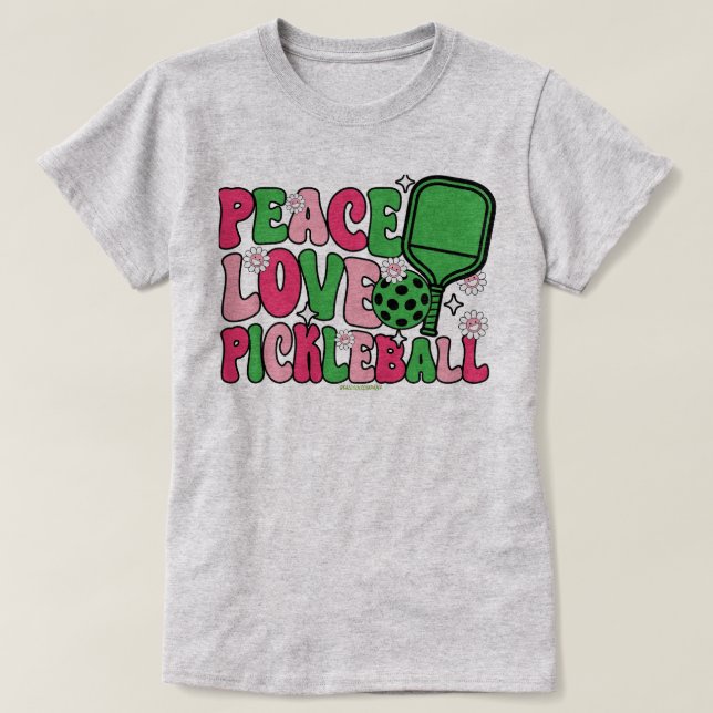 Peace Kärlek Pickleball T-Shirts för kvinnliga spe (Design framsida)