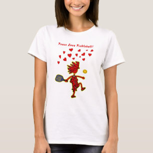 Peace Kärlek Pickleball Valentine T-Shirt