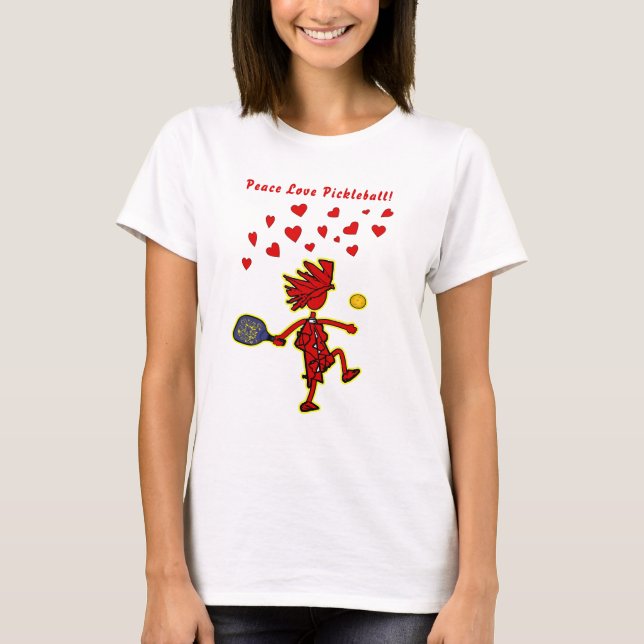 Peace Kärlek Pickleball Valentine T-Shirt (Framsida)