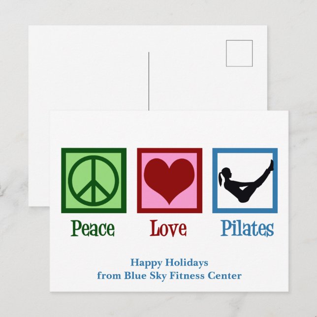 Peace Kärlek Pilates Cute Anpassningsbar Helgdag Vykort (Fram/baksida)