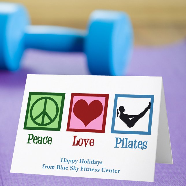 Peace Kärlek Pilates Cute Anpassningsbar Studio Helgkort (Skapare uppladdad)