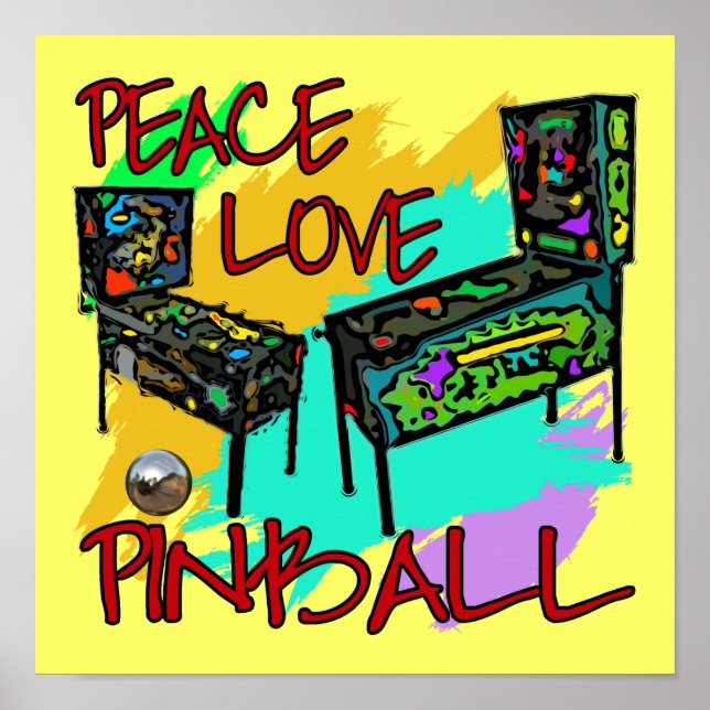 Peace Kärlek Pinball Poster (Framsidan)