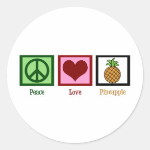 Peace Kärlek Pineapple Runt Klistermärke