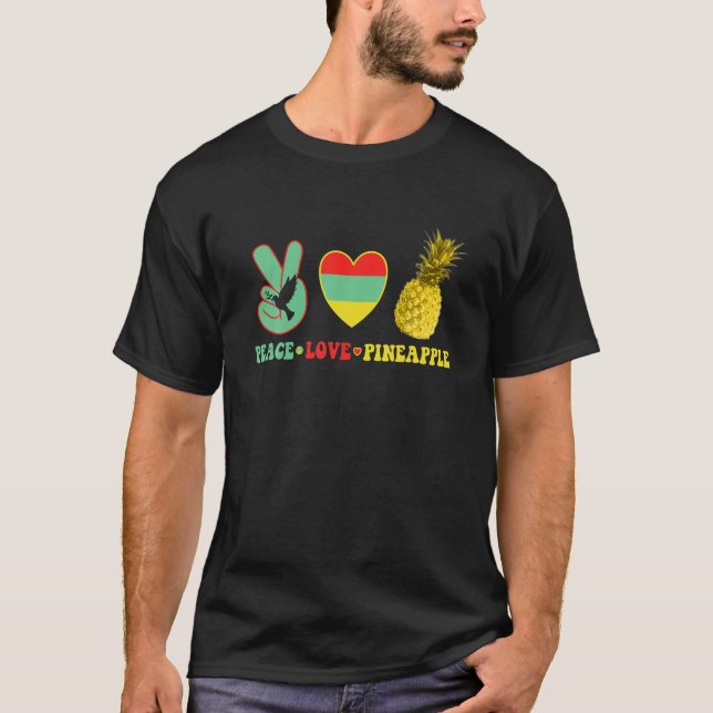 Peace Kärlek Pineapple T Shirt (Framsida)