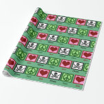 Peace Kärlek Pirater Presentpapper<br><div class="desc">Fredens julklapp i Kärlek Pirater. Ett fredstecken,  ett hjärta och en skalle och ett korsade svärd gör en söt pirat-present till någon som kärlek skalar eller spelar på ett Pirat-mascot-team.</div>
