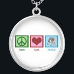 Peace Kärlek Pit Bulls Silverpläterat Halsband<br><div class="desc">Ett fredstecken,  ett hjärta och en söt bull.</div>