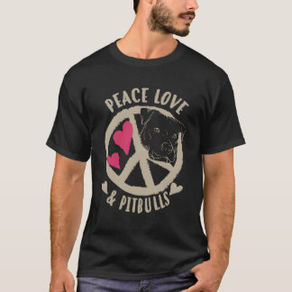 Peace Kärlek Pitbulls och T Shirt