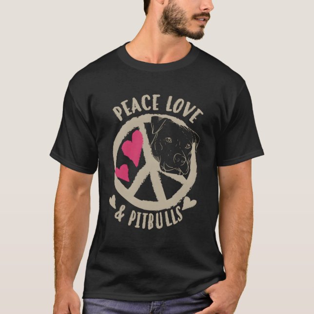 Peace Kärlek Pitbulls och T Shirt (Framsida)