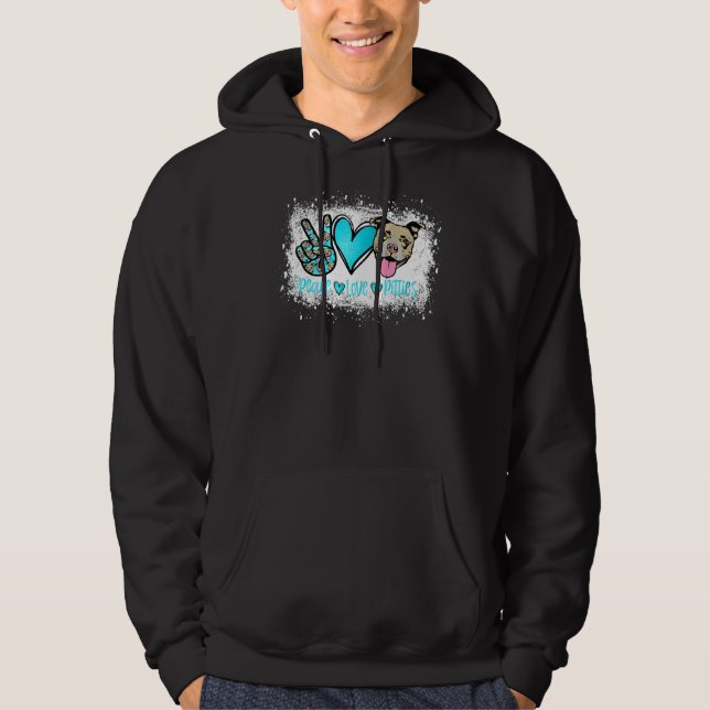 Peace Kärlek Pitties Pitbull Pet Owner Päls Mamma  Hoodie (Framsida)