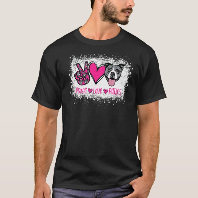 Peace Kärlek Pitties Pitbull Pet Owner Päls Mamma  T Shirt (Framsida)