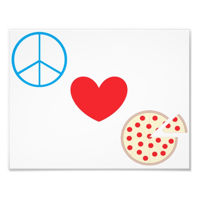 Peace Kärlek Pizza 8,5" x11" Köksväggskonst Fototryck (Framsidan)