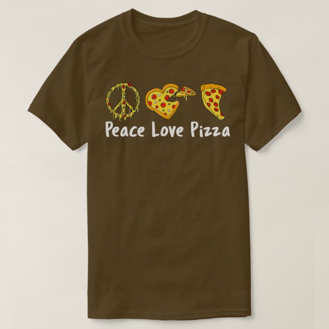 Peace Kärlek Pizza Funny Pizza T Shirt (Design framsida)